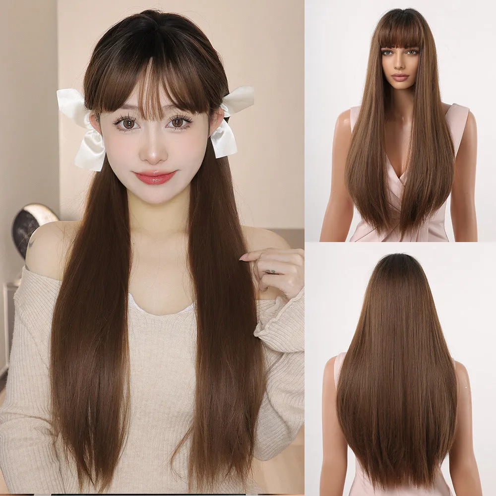 Center Part Gradual Color Long Straight Synthetic Wig with Bangs sold by superladystar product image thumbnail 2