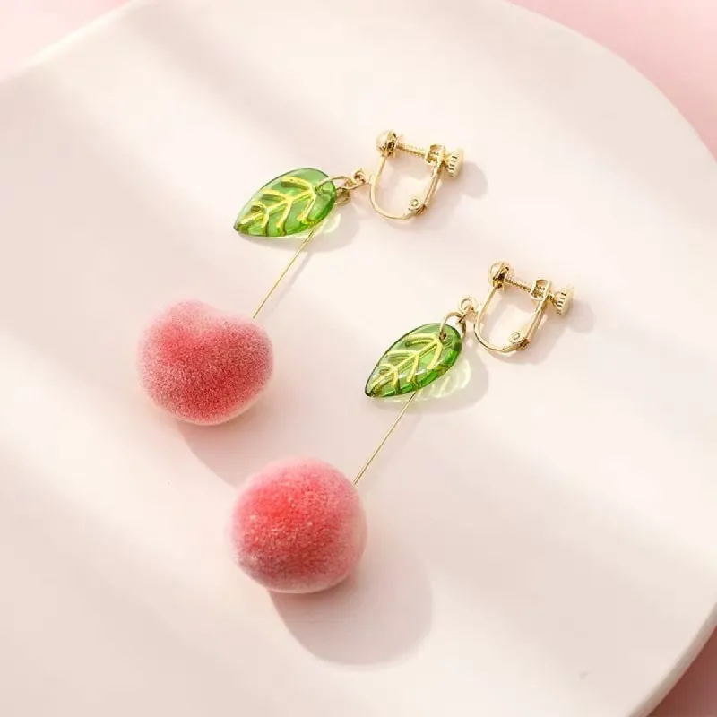 Cute Peach Fruit Earrings sold by superladystar