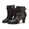 Retro Handmade Embossed Floral Stitching Booties sold by superladystar