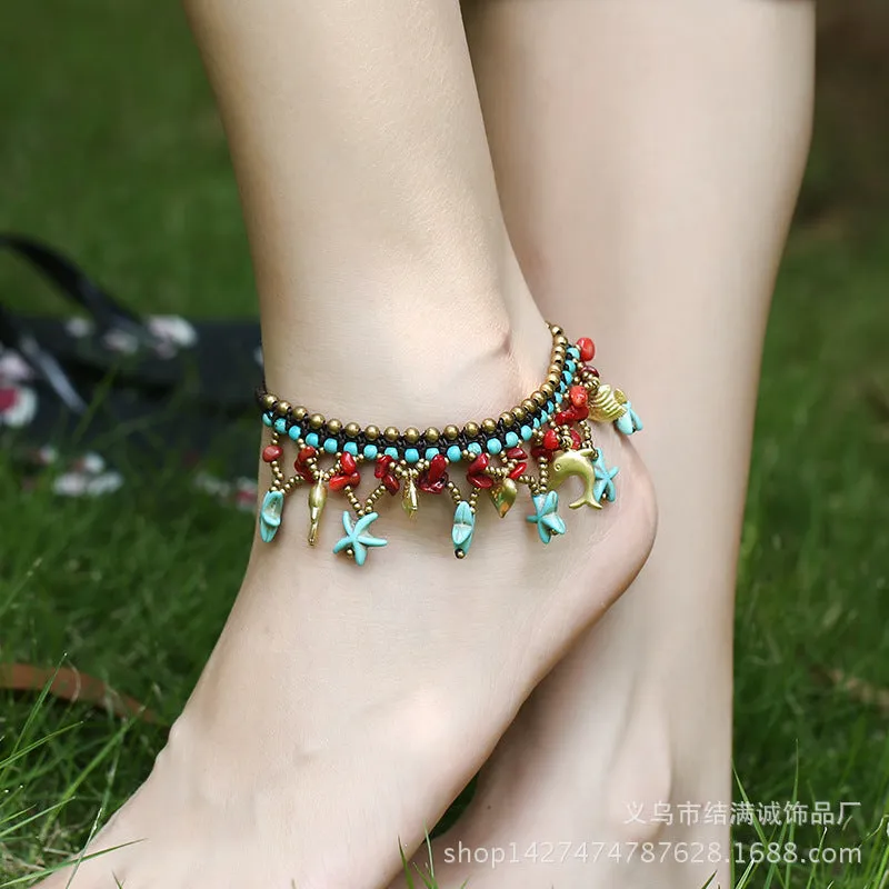 Bohemian Starfish Hand Woven Anklet sold by superladystar product image thumbnail 4