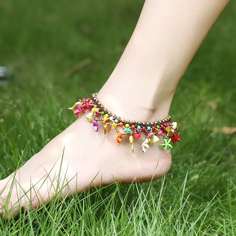 Bohemian Starfish Hand Woven Anklet sold by superladystar