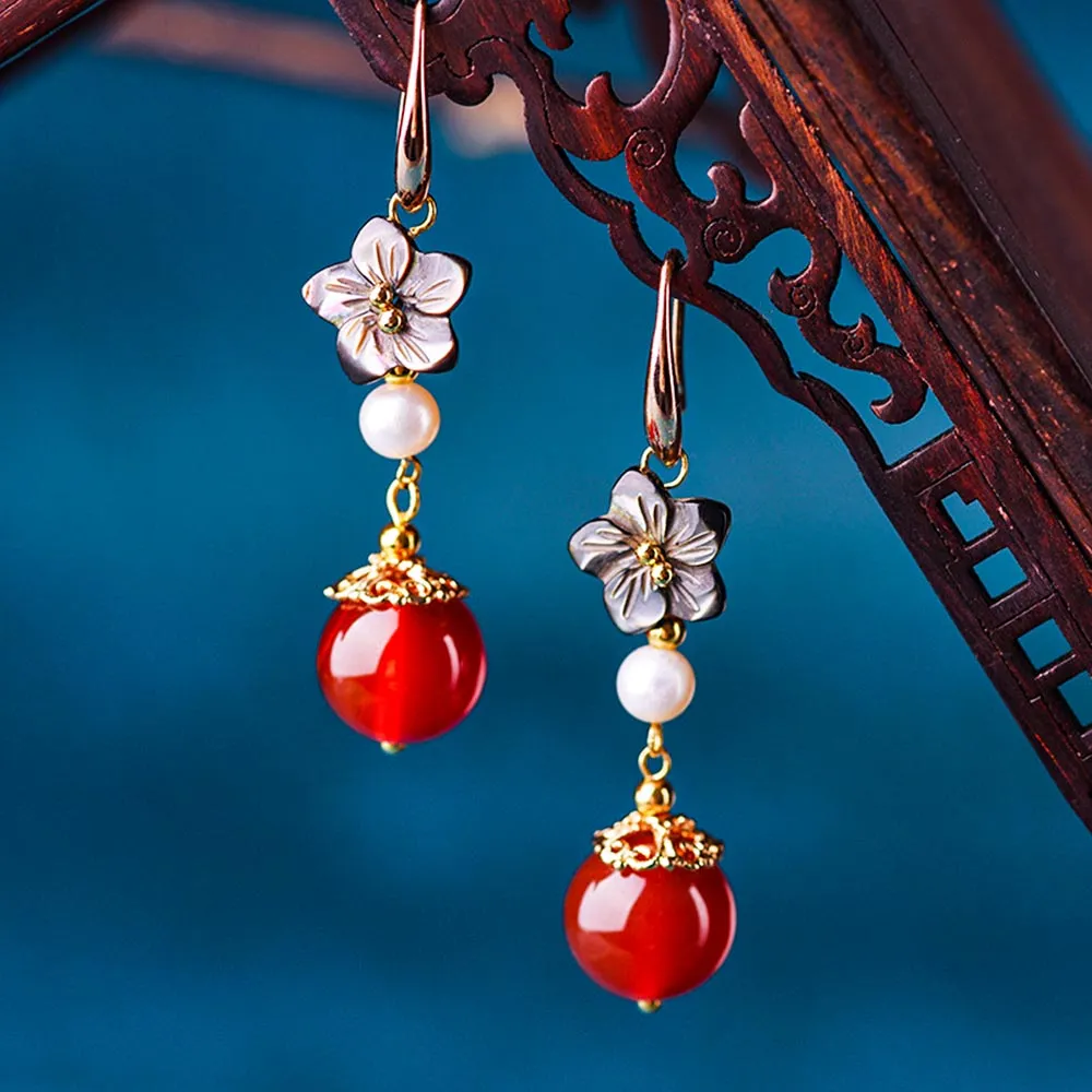 Handmade Red Agate Simple Earrings sold by superladystar product image thumbnail 5