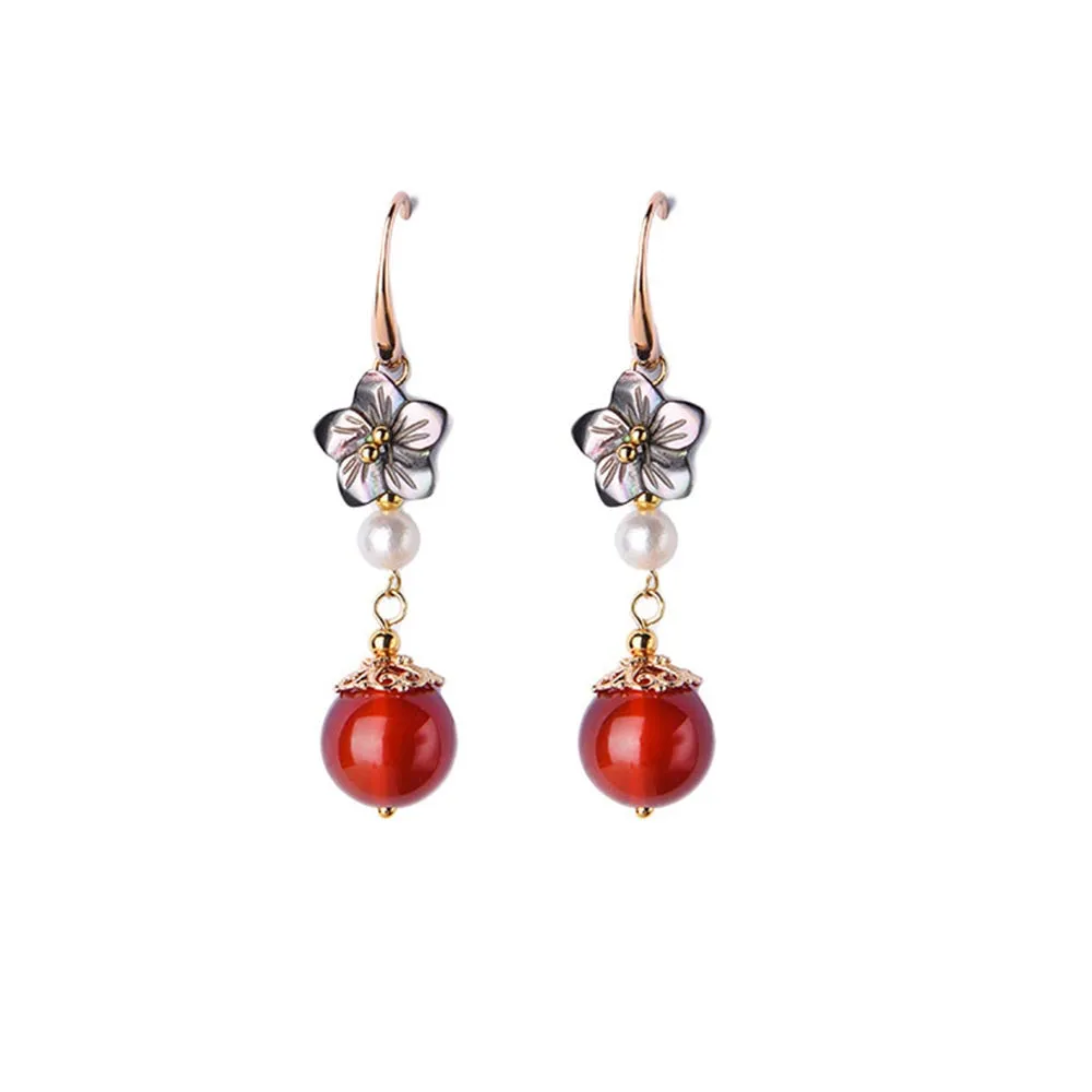 Handmade Red Agate Simple Earrings sold by superladystar product image thumbnail 4
