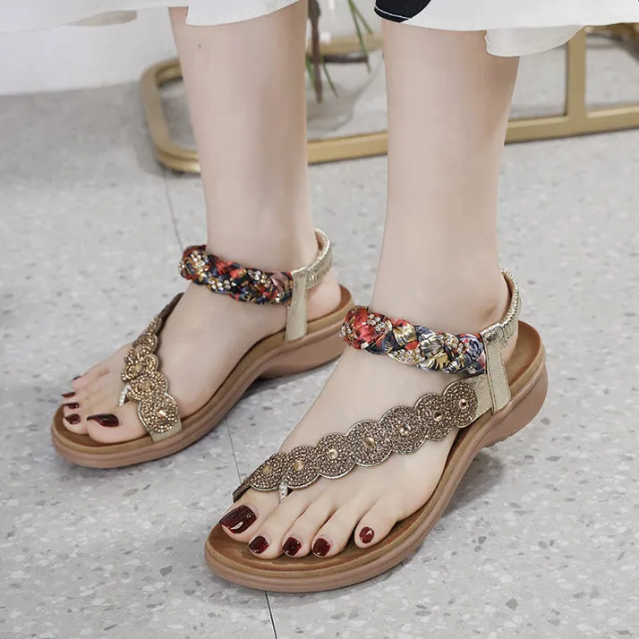Bohemian Rhinestone Comfortable Round Toe Sandals sold by superladystar product image thumbnail 3