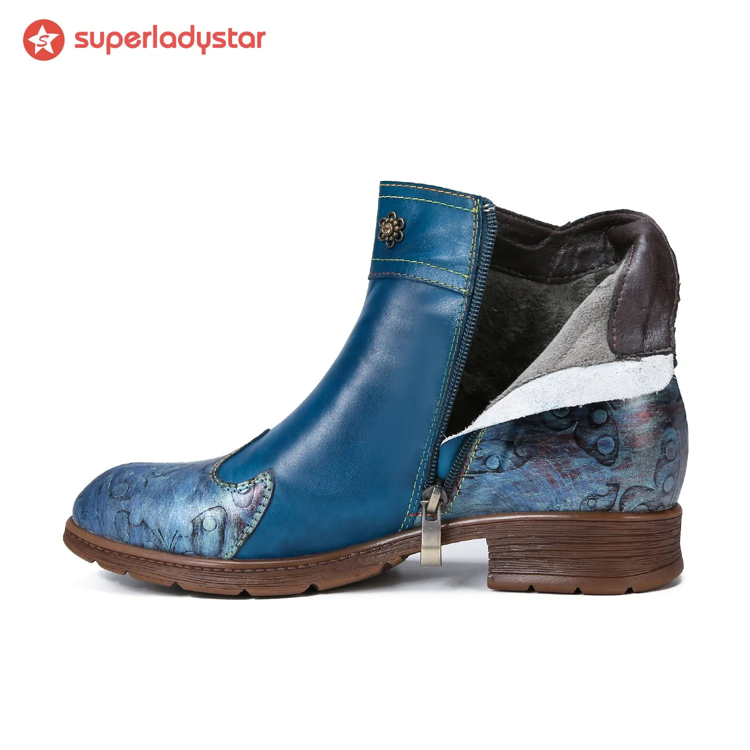 Retro Painted Floral Ankle Boots sold by superladystar product image thumbnail 5