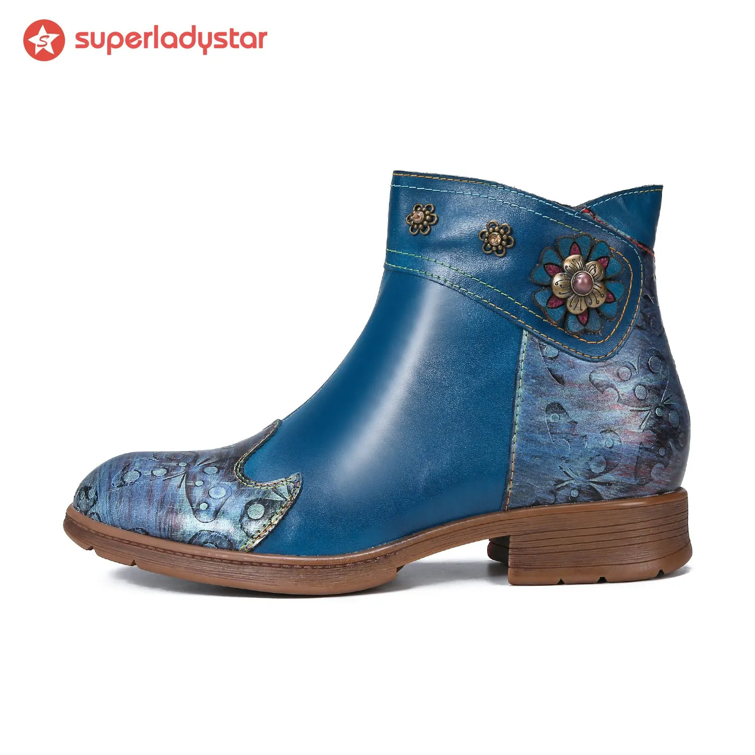 Retro Painted Floral Ankle Boots sold by superladystar product image thumbnail 4