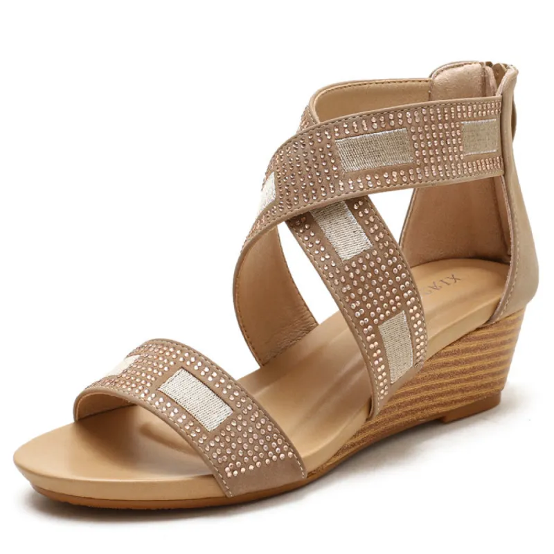 Rhinestones Comfortable Platform Wedge Sandals sold by superladystar