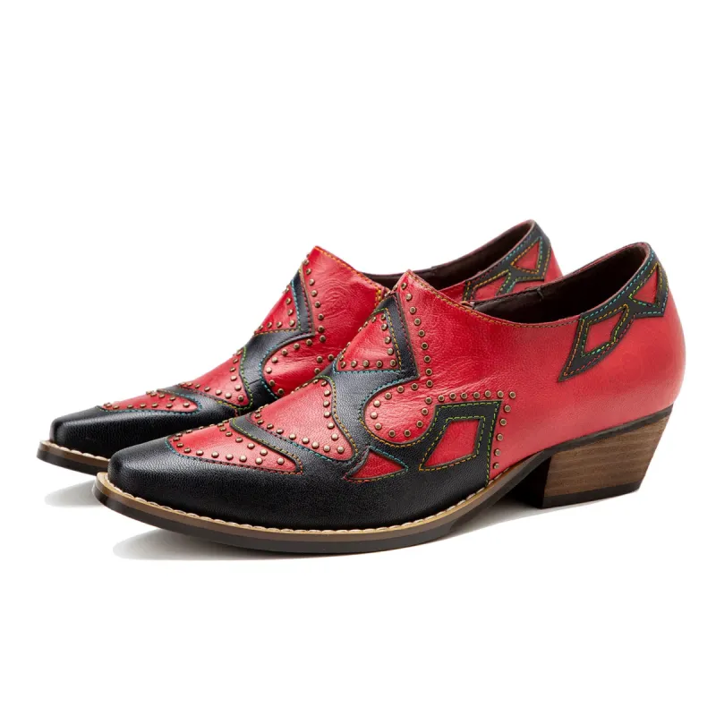 Retro Small Round Rivet Leather Shoes sold by superladystar