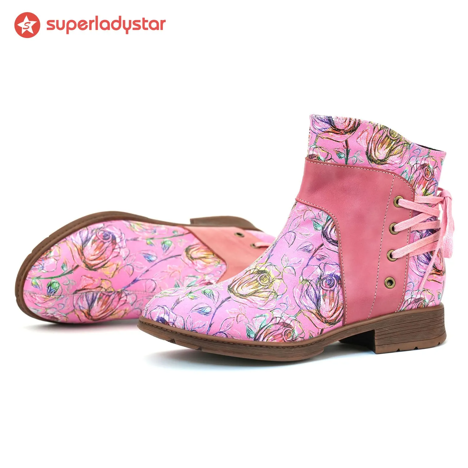 Retro Leather Blossom Casual Comfort Ankle Boots sold by superladystar product image thumbnail 3