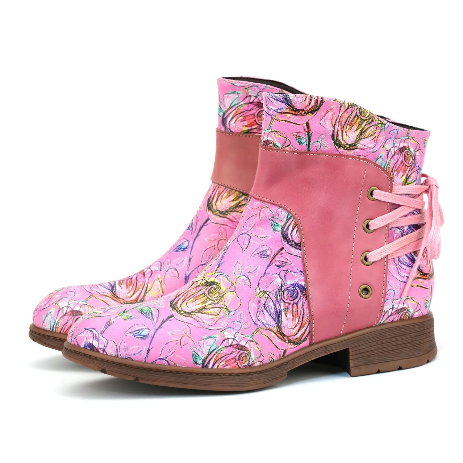 Retro Leather Blossom Casual Comfort Ankle Boots sold by superladystar