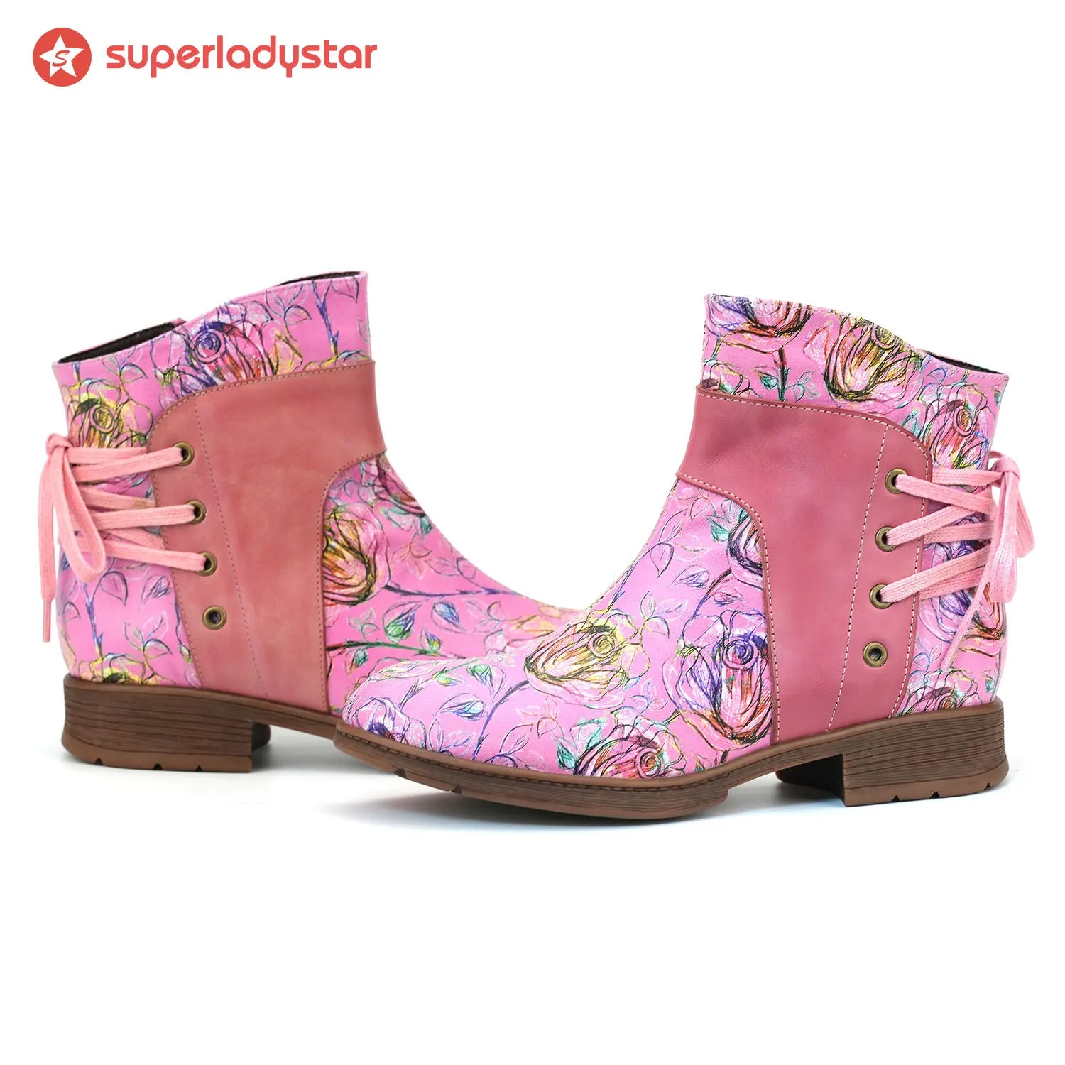 Retro Leather Blossom Casual Comfort Ankle Boots sold by superladystar product image thumbnail 2