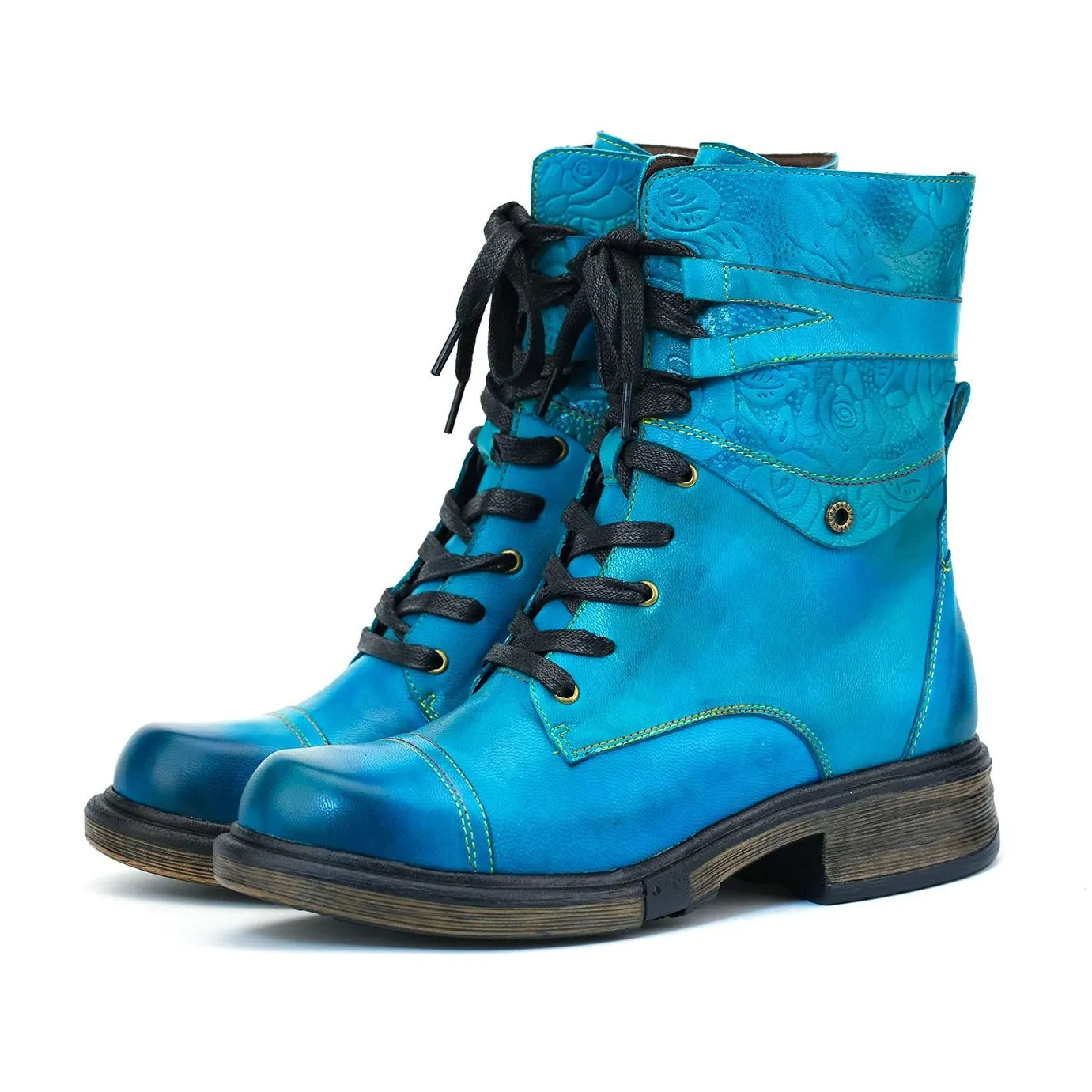 Comfortable Genuine Leather Laces Zipper Ankle Boots sold by superladystar