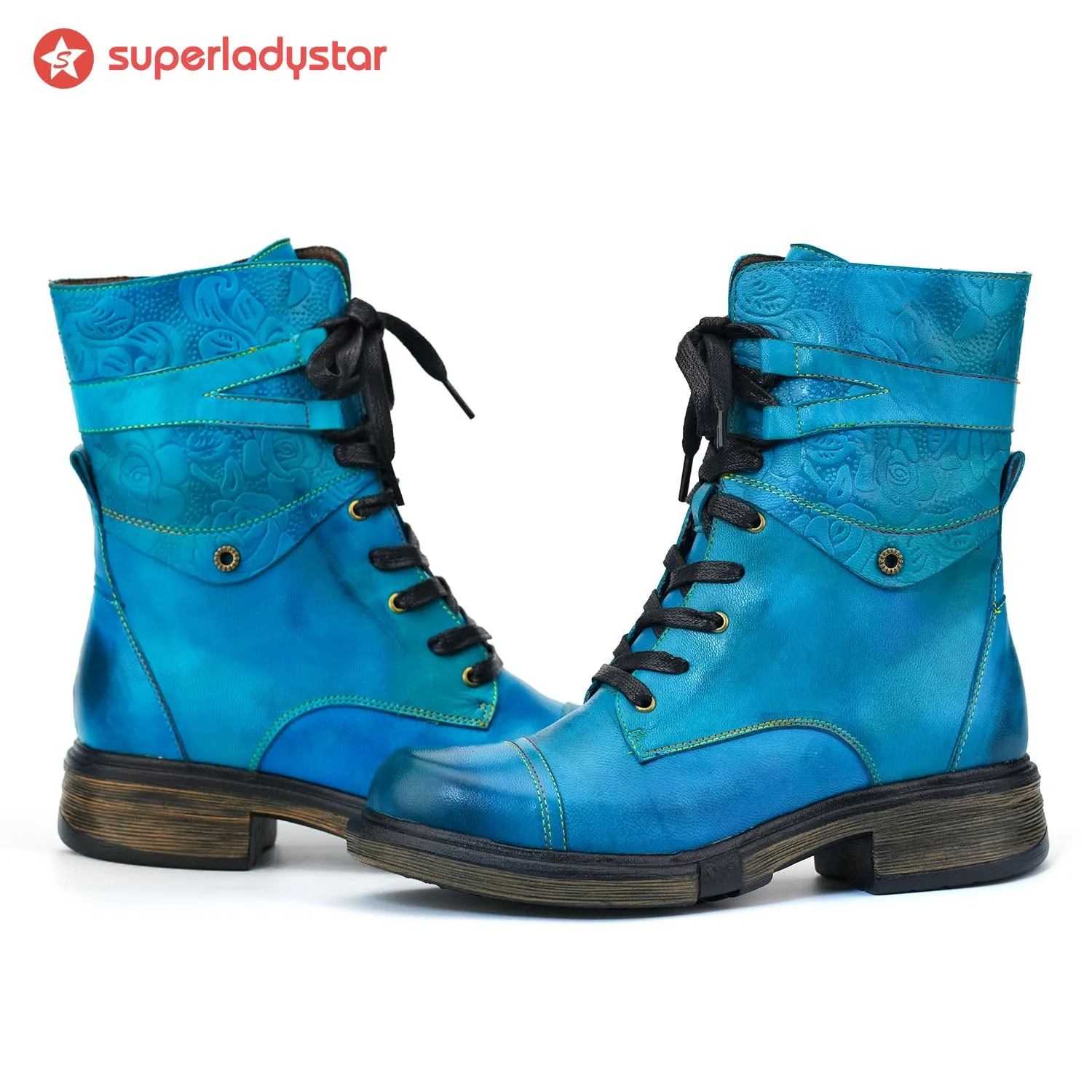 Comfortable Genuine Leather Laces Zipper Ankle Boots sold by superladystar product image thumbnail 3