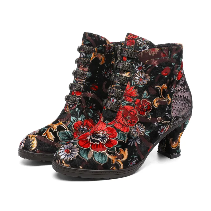 Retro Handmade Radiant Pattern Ankle Boots sold by superladystar