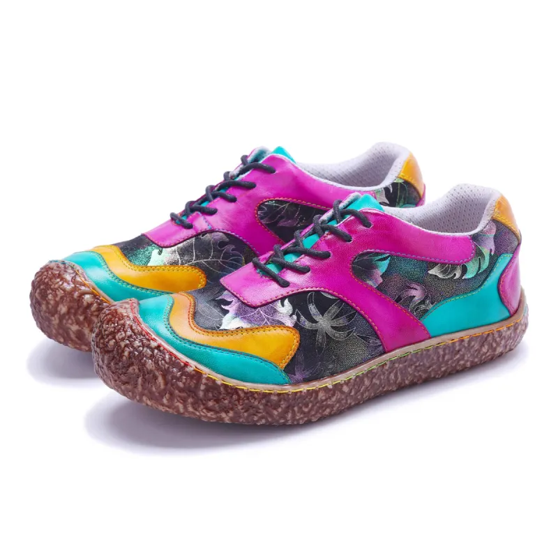 Handmade Leather Printed Comfy Flats made by superladystar