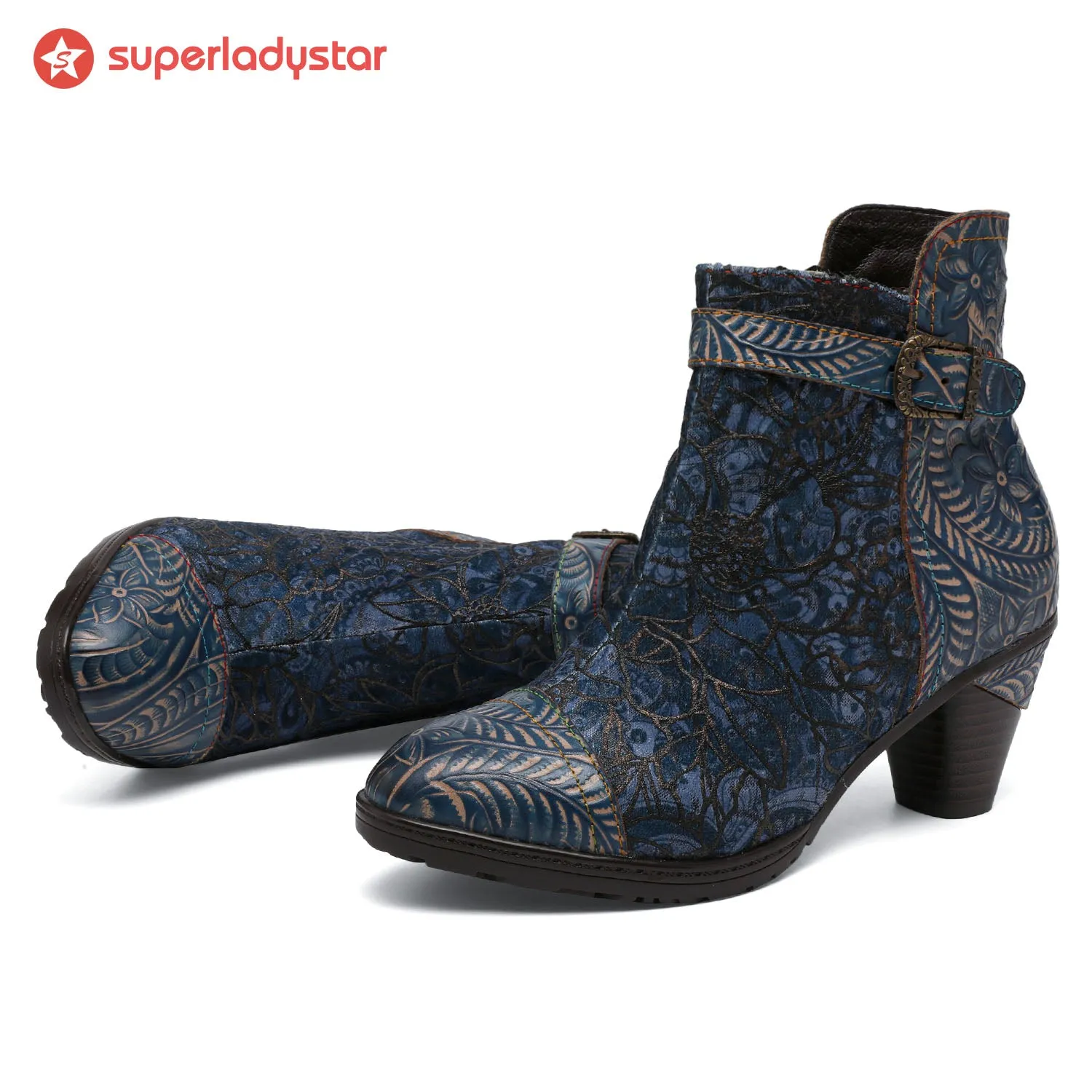 Vintage Handmade Rosy Patchwork Ankle Boots sold by superladystar product image thumbnail 3