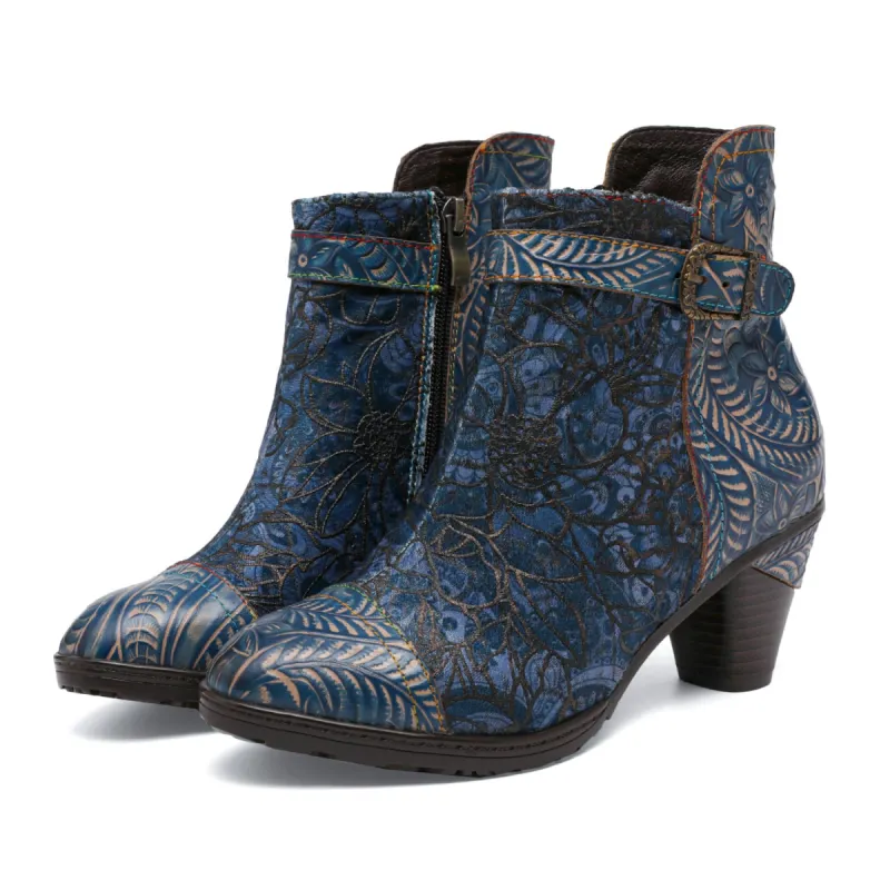 Vintage Handmade Rosy Patchwork Ankle Boots sold by superladystar