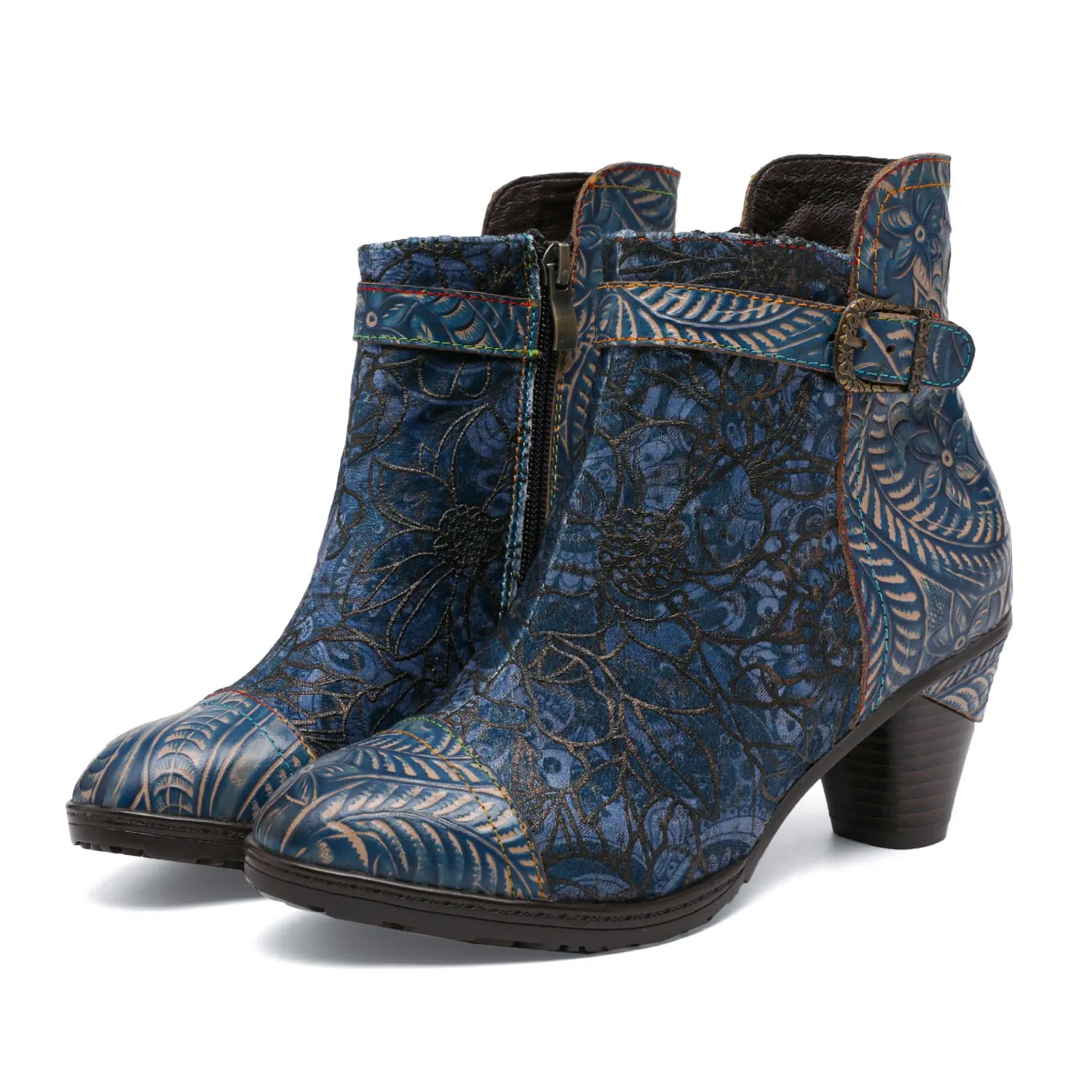 Vintage Handmade Rosy Patchwork Ankle Boots sold by superladystar