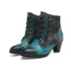 Retro Handmade Leather Patchwork Ankle Boots sold by superladystar