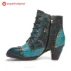 Retro Handmade Leather Patchwork Ankle Boots sold by superladystar