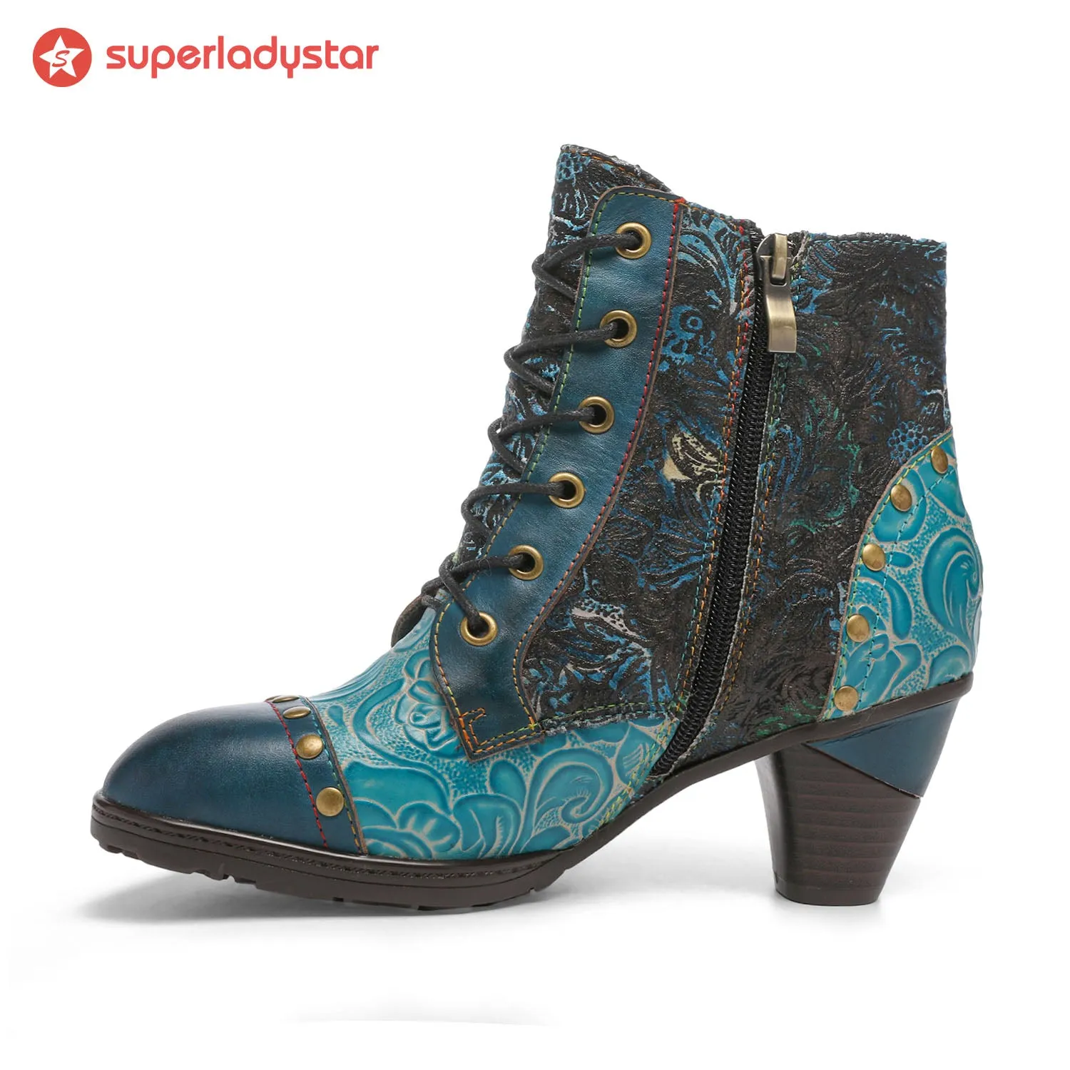 Retro Handmade Leather Patchwork Ankle Boots sold by superladystar product image thumbnail 4