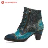 Retro Handmade Leather Patchwork Ankle Boots sold by superladystar