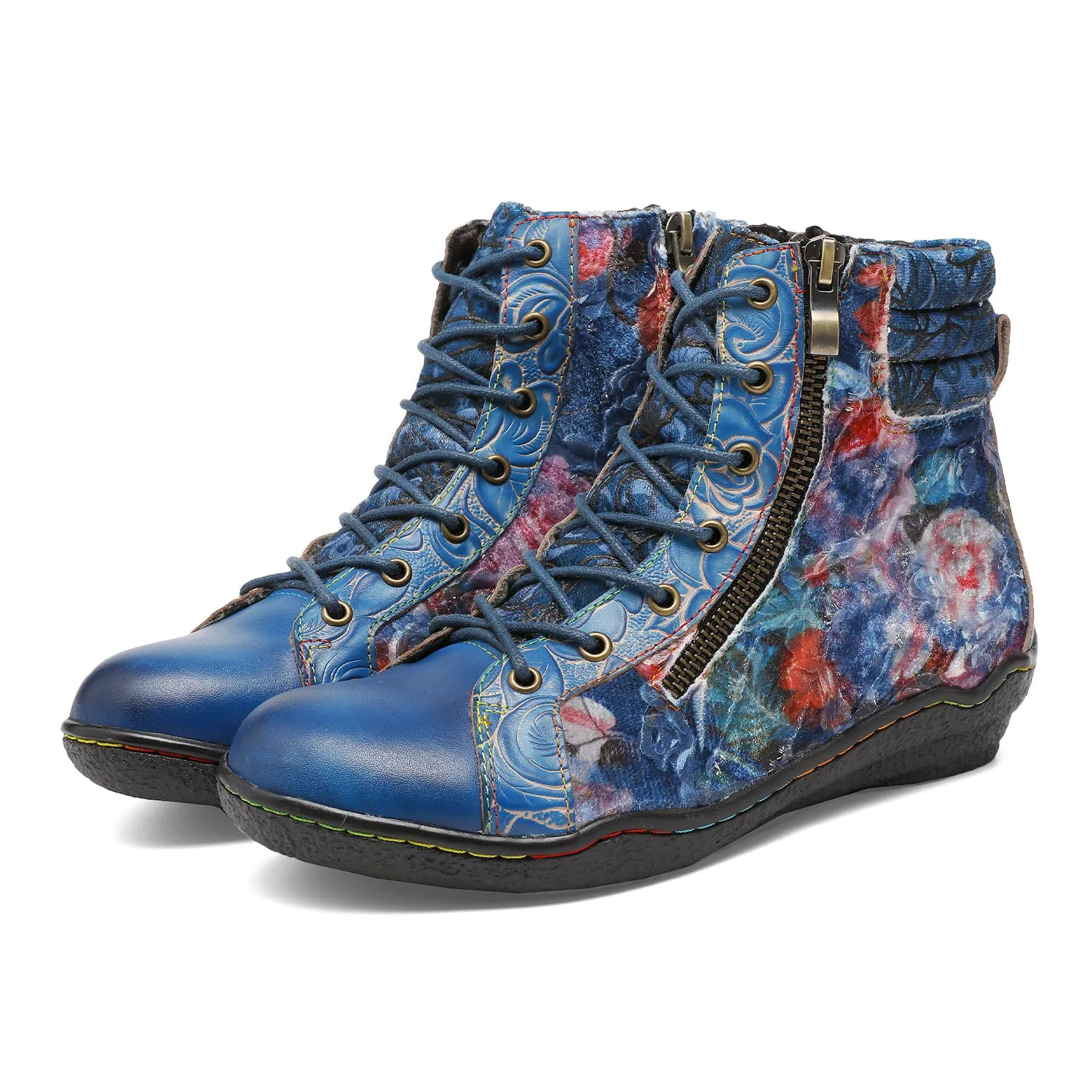 Handcrafted Vintage Stylish Comfort Printed Walking Boots sold by superladystar