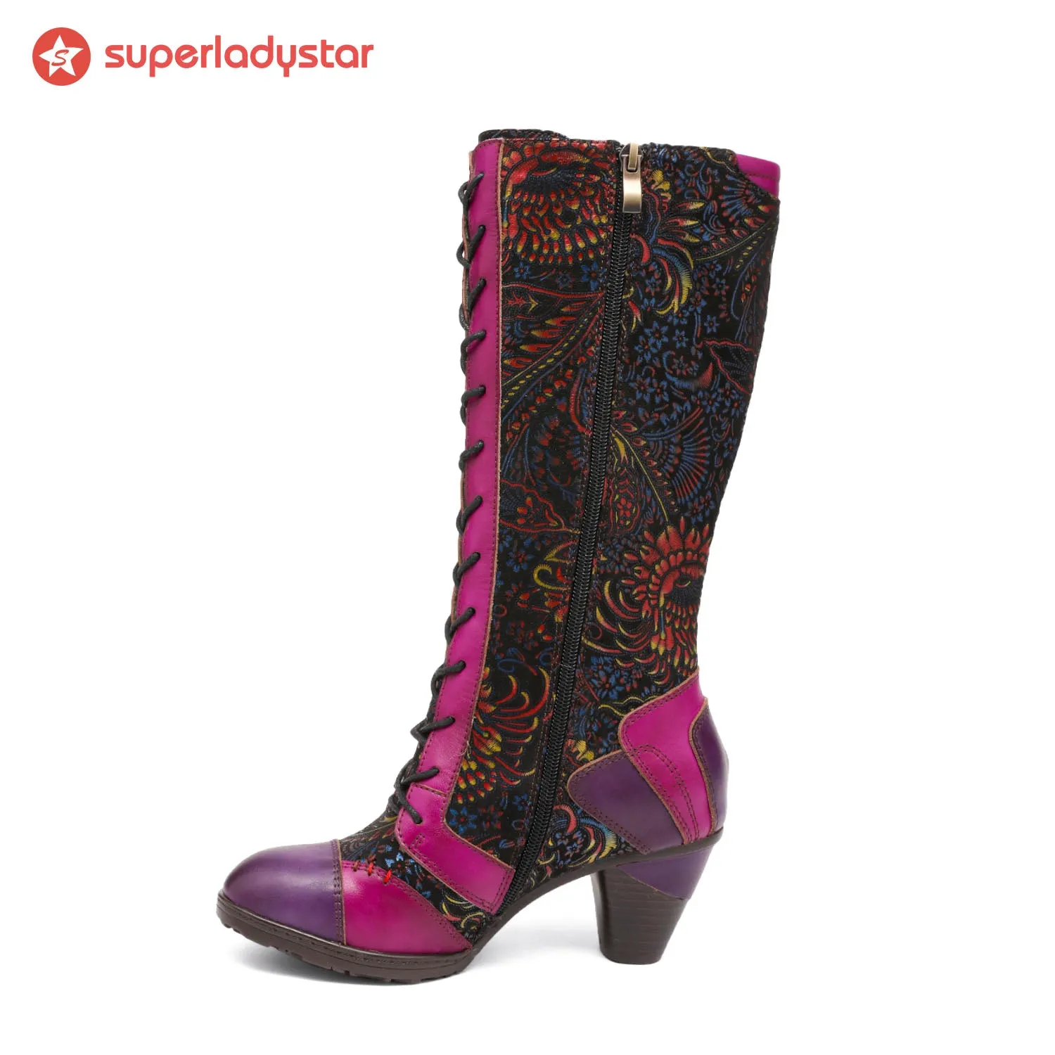 Retro Handmade Leather Patchwork Boots sold by superladystar product image thumbnail 4