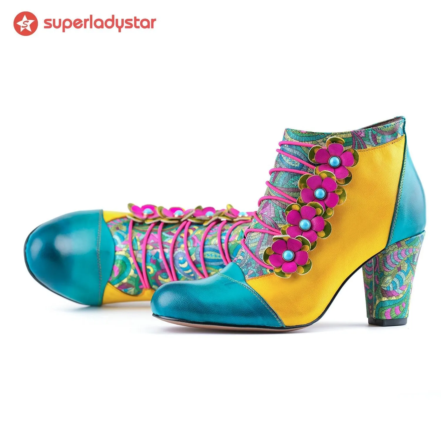 Vintage Handmade Bohemian Graffiti Ankle Boots sold by superladystar product image thumbnail 2