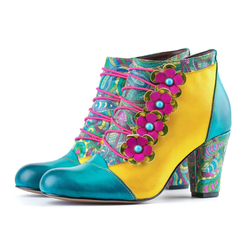 Vintage Handmade Bohemian Graffiti Ankle Boots sold by superladystar
