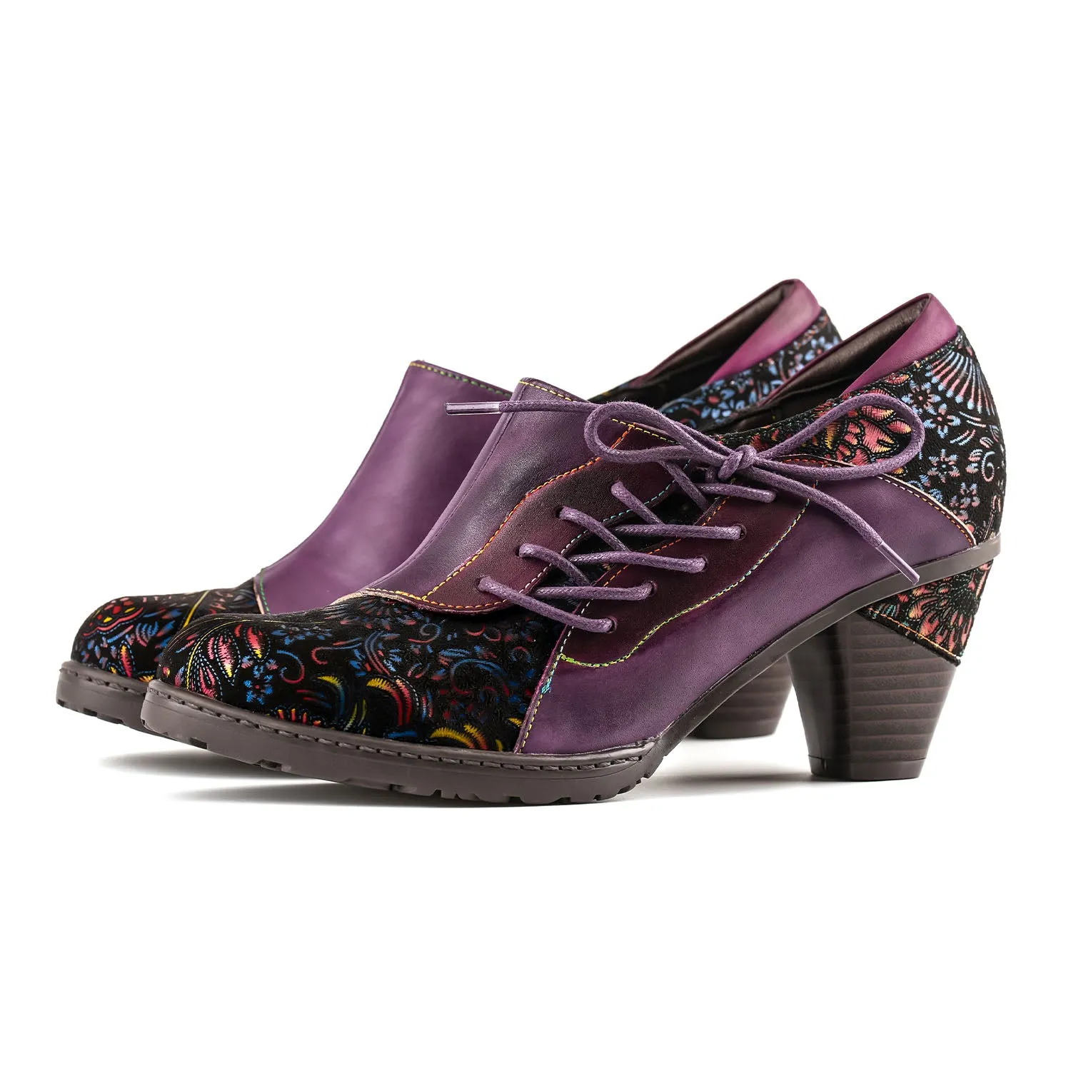 Vintage Handcrafted Leather Side Lace-Up Pumps sold by superladystar