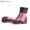Retro Casual Style Pachwork Low Heel Ankle Boots sold by superladystar