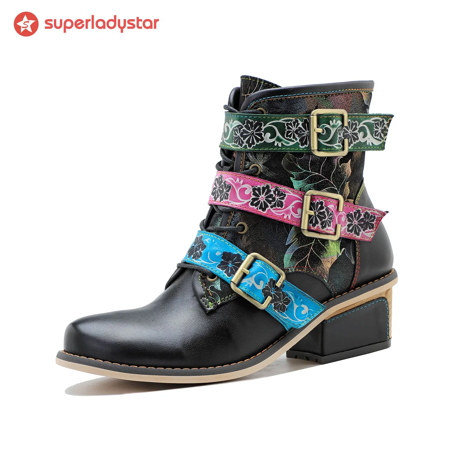 Retro Casual Style Strap Low Heel Ankle Boots sold by superladystar product image thumbnail 5