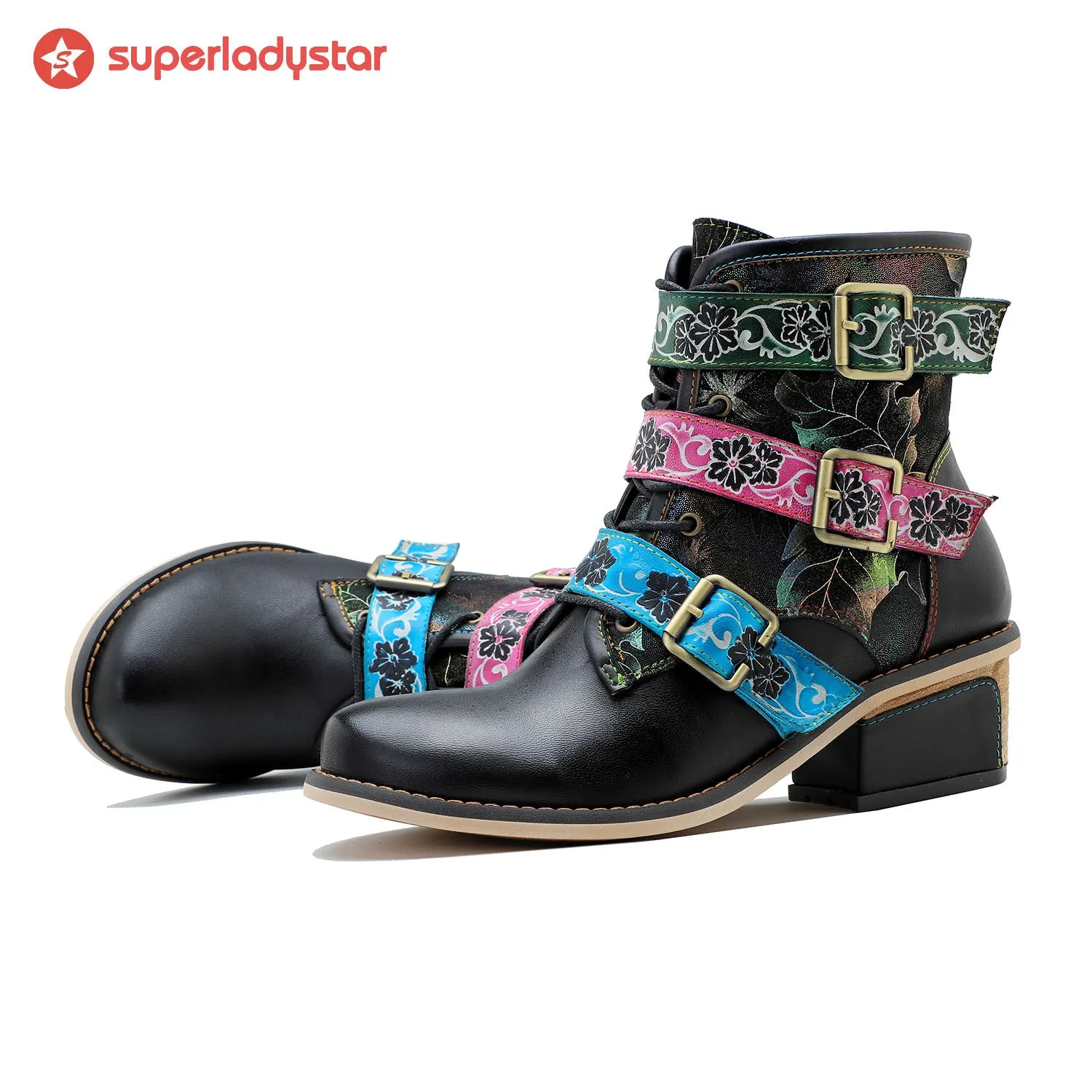 Retro Casual Style Strap Low Heel Ankle Boots sold by superladystar product image thumbnail 2