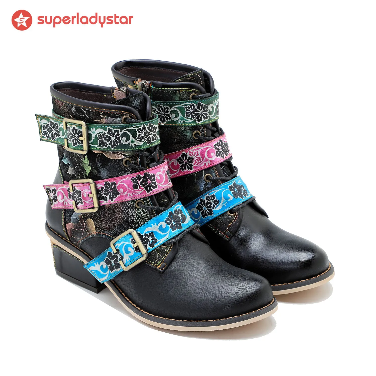 Retro Casual Style Strap Low Heel Ankle Boots sold by superladystar product image thumbnail 4