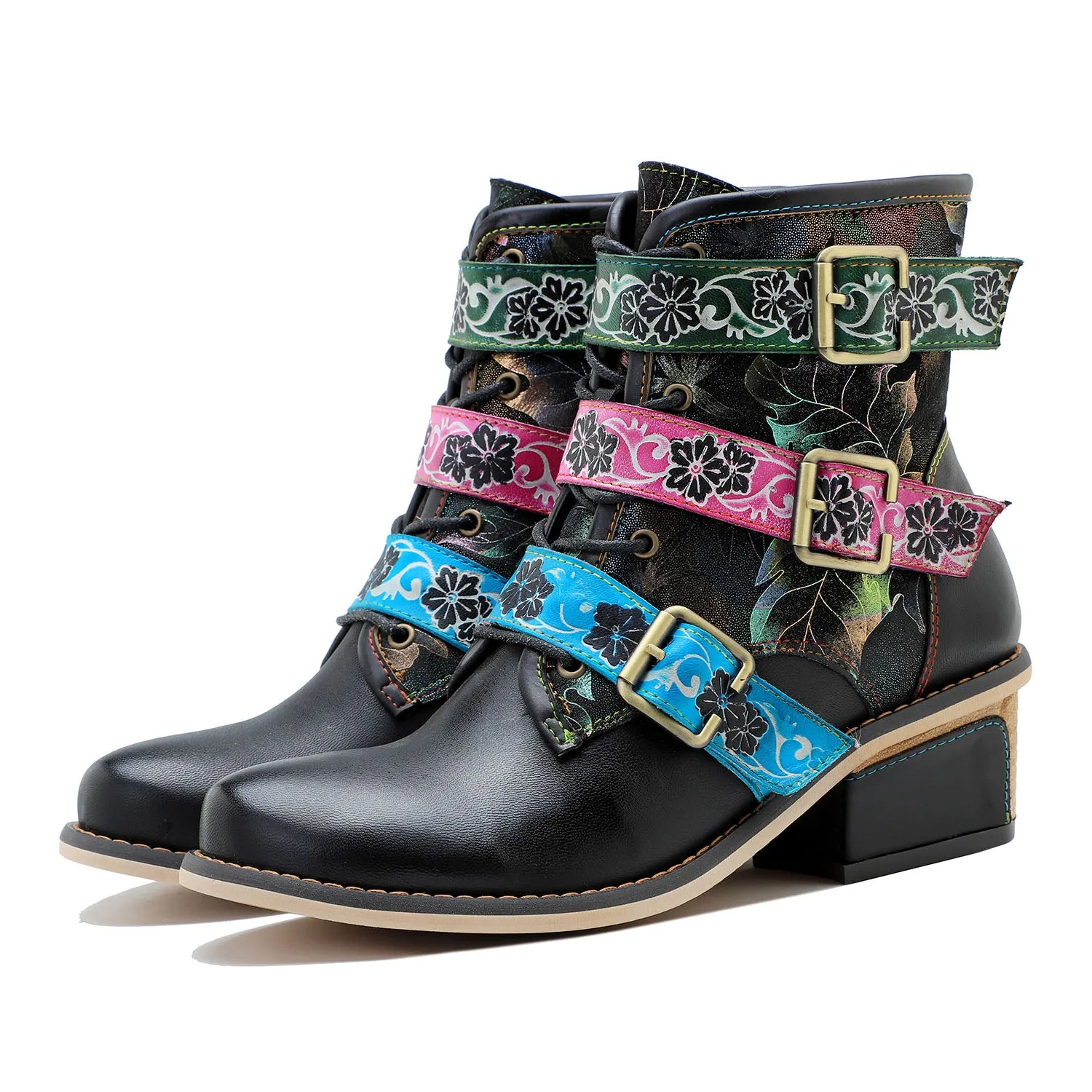 Retro Casual Style Strap Low Heel Ankle Boots sold by superladystar