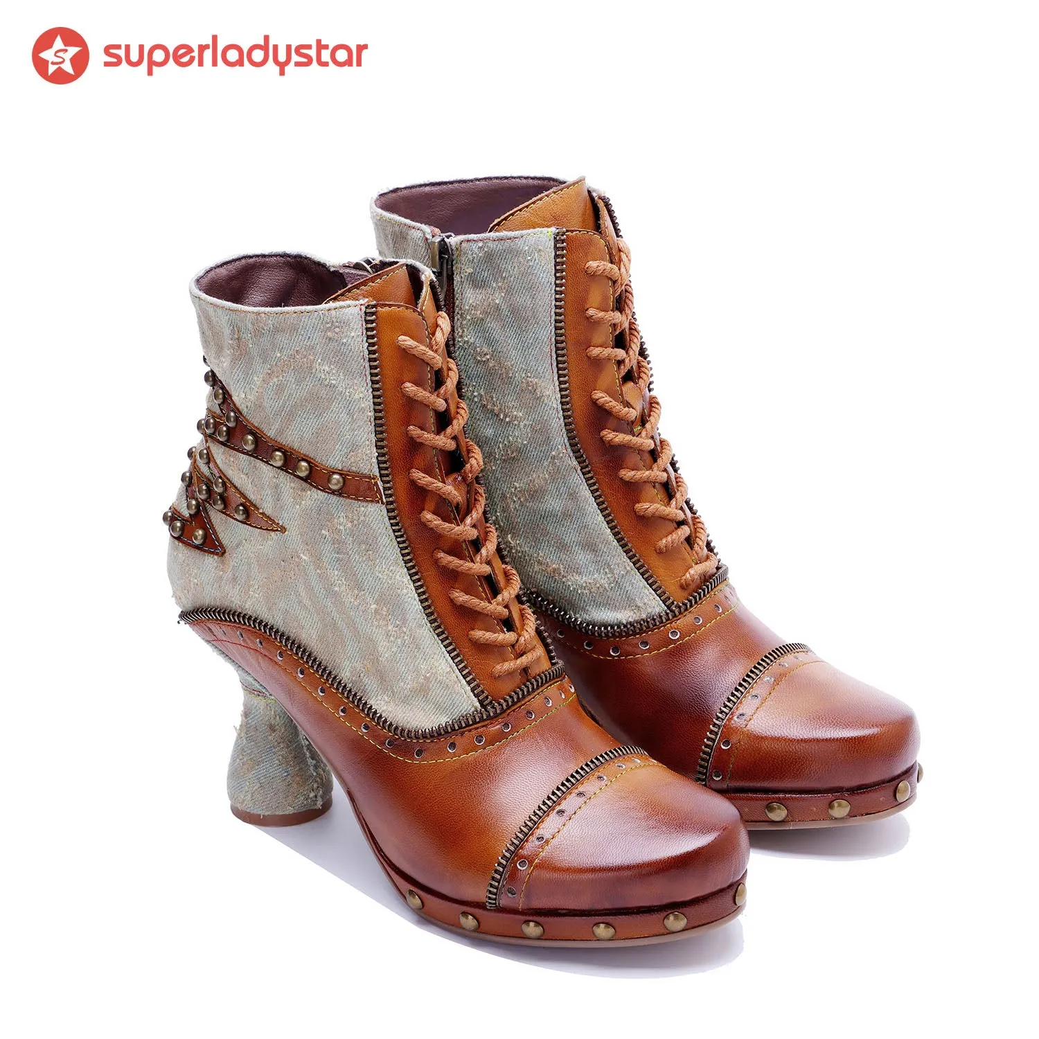 Retro Handmade Pachwork Fashionable Ankle Boots sold by superladystar product image thumbnail 4