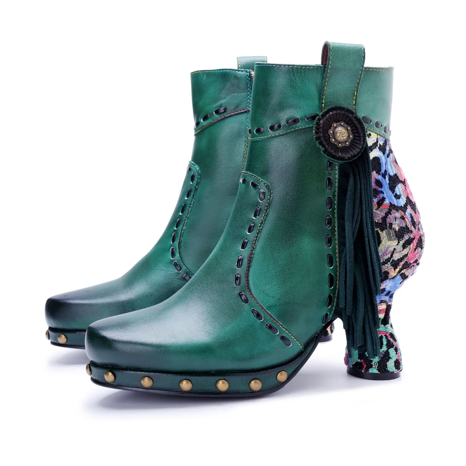 Retro Handmade Side Fringe Ankle Boots sold by superladystar