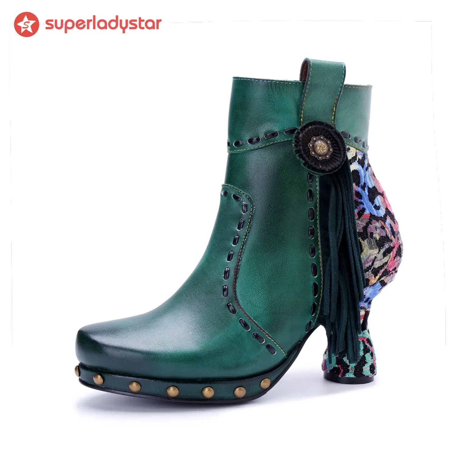 Retro Handmade Side Fringe Ankle Boots sold by superladystar product image thumbnail 5