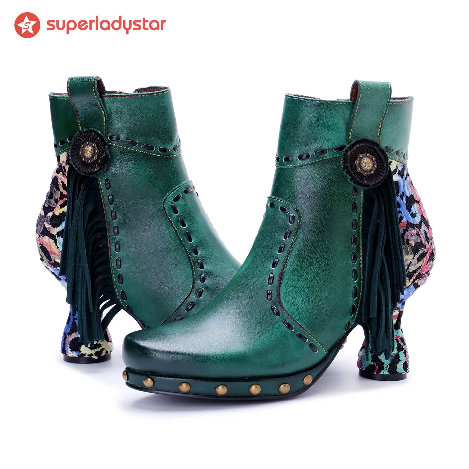 Retro Handmade Side Fringe Ankle Boots sold by superladystar product image thumbnail 2