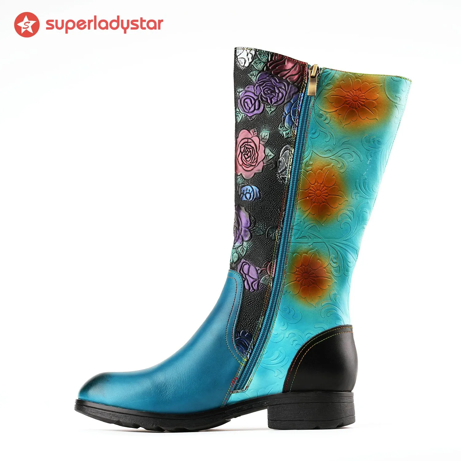Round Toe Multicolored Low Heel Boots sold by superladystar product image thumbnail 5