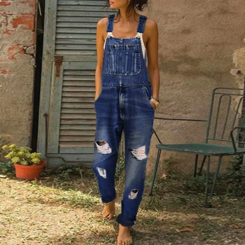 Denim Simple and Versatile Casual Women's Jumpsuit Overalls sold by superladystar product image thumbnail 3
