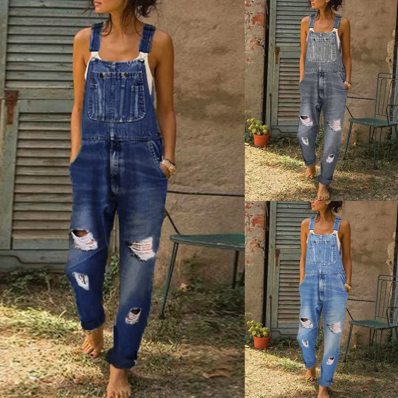 Denim Simple and Versatile Casual Women's Jumpsuit Overalls sold by superladystar product image thumbnail 2
