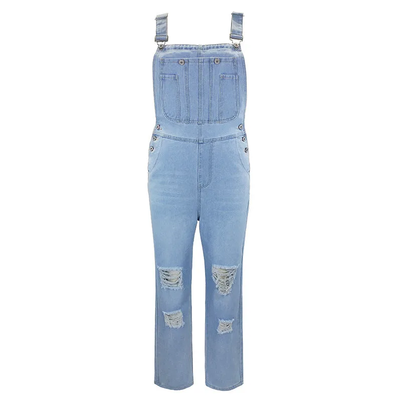 Denim Simple and Versatile Casual Women's Jumpsuit Overalls sold by superladystar product image thumbnail 4