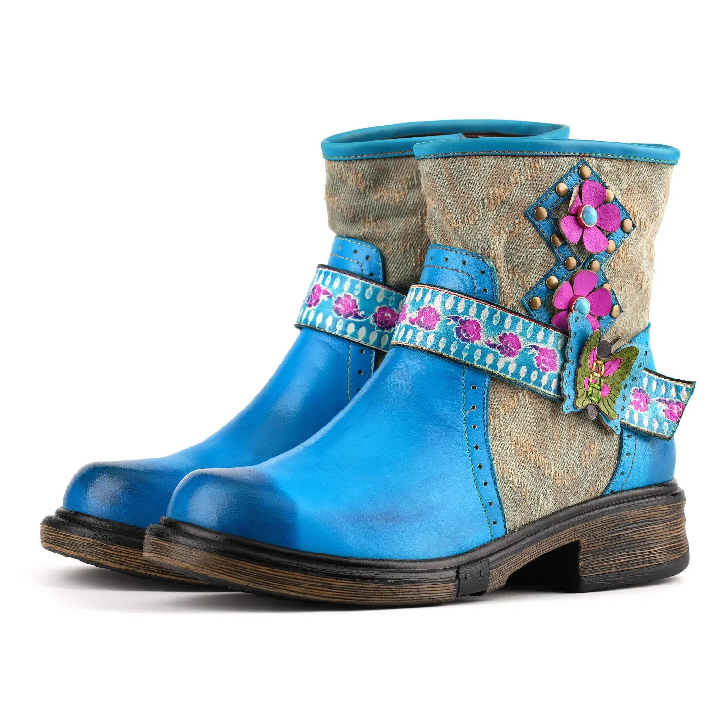 Retro Vibrant Painted Comfy Butterfly Flat Shoes sold by superladystar