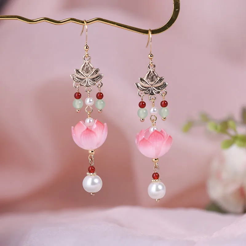 Lotus Long Tassel Earrings made by superladystar