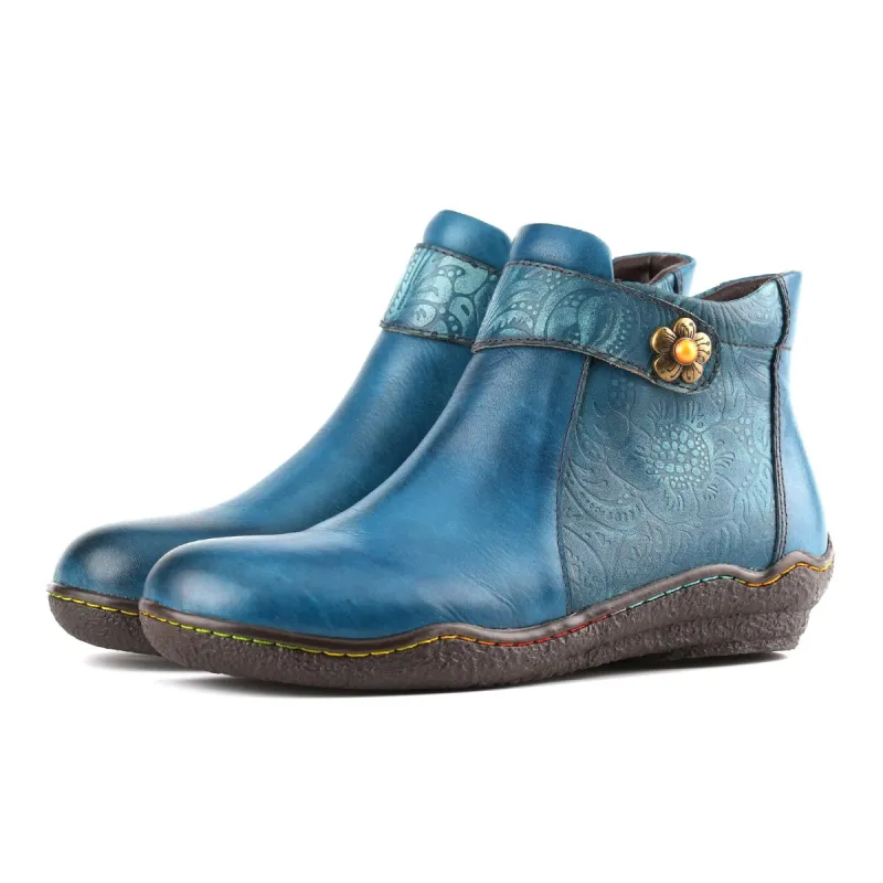 Vintage Genuine Leather Comfy Ankle Boots sold by superladystar