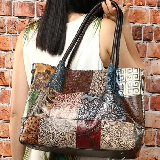 Handmade Color-Block Large-Capacity Shoulder Bag sold by superladystar product image thumbnail 3
