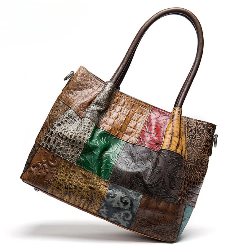 Handmade Color-Block Large-Capacity Shoulder Bag sold by superladystar