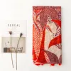 Orange-Red Leaf Floral Silk Scarf Shawl sold by superladystar